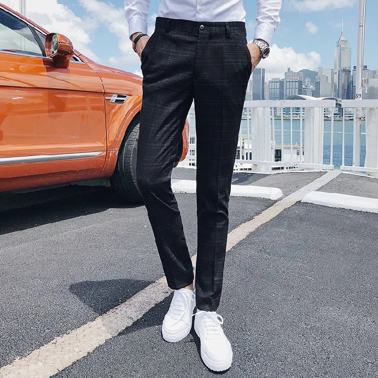 Office Mens Dress Pants Slim Fit Black Formal Pants For Mens Suit Pants ...