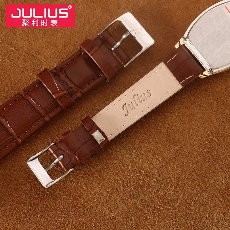 Julius JA-703, часы для влюбленных пар, классические часы с римскими цифрами, пара, подарок на день Святого Валентина, часы с кожаным ремешком в форме тонно