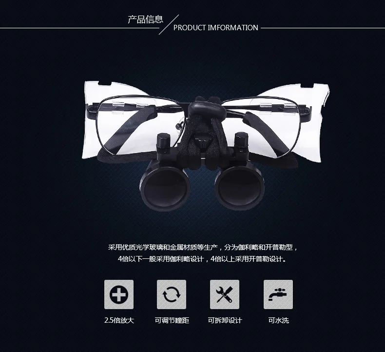 Оголовье широкое поле 2.5X Стоматологическое увеличительное стекло глаз Стекло es ортопедическая зубная хирургия увеличительный прибор ЛОРа