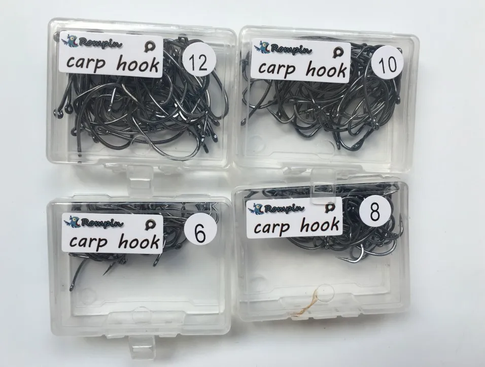 50PCS/BOX High Carbon Steel Carp Fishing Hook with Hole Barb and Barbless 