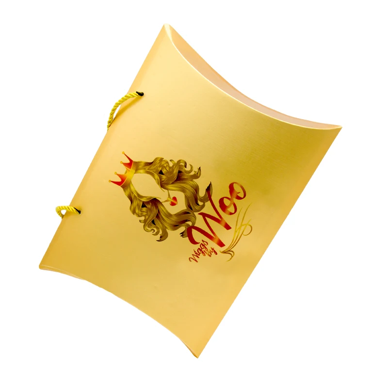 Упаковка для волос с логотипом на заказ, золотой цвет, коробка для наращивания волос, Упаковочная бумажная коробка для подушек