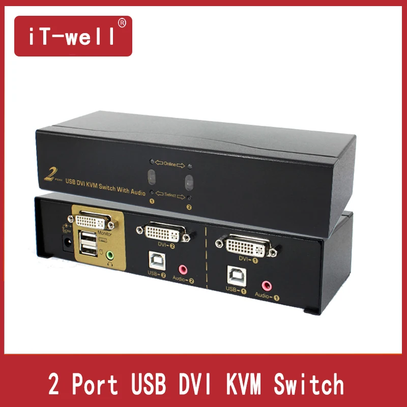 IT well 2 PORT USB DVI KVM Switch AUTO DVI KVM switch with