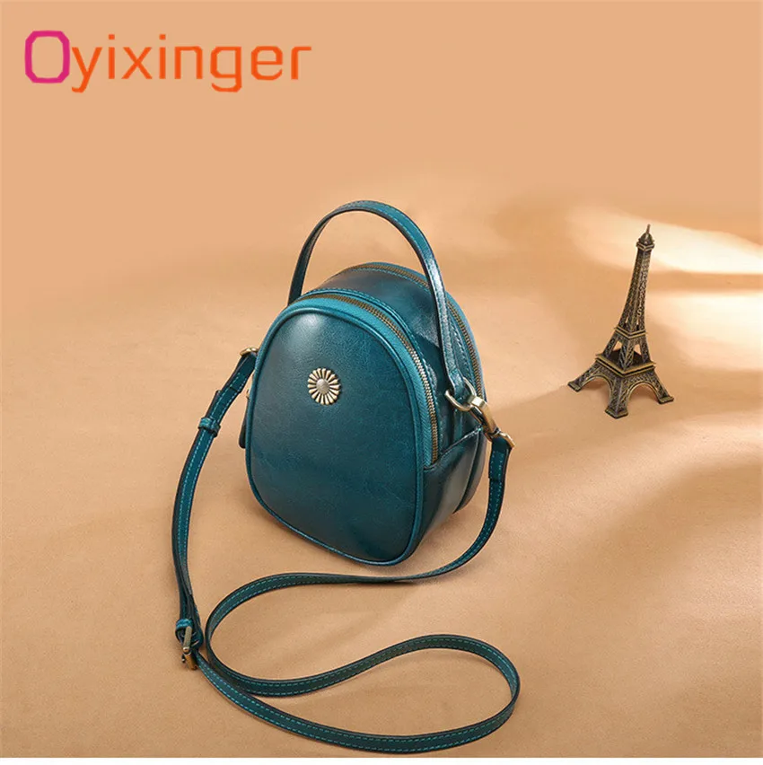 

Oyixinger Women Retro Messenger Packet Cowhide Girls Single Shoulder Bag Mobile Phone Package Summer Small Bag Lady Egg Package