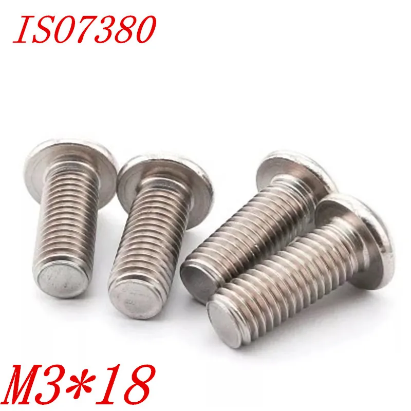 100 шт. ISO7380 304 нержавеющая сталь m3 * 18 M3x18 шестигранные винты с шестигранной