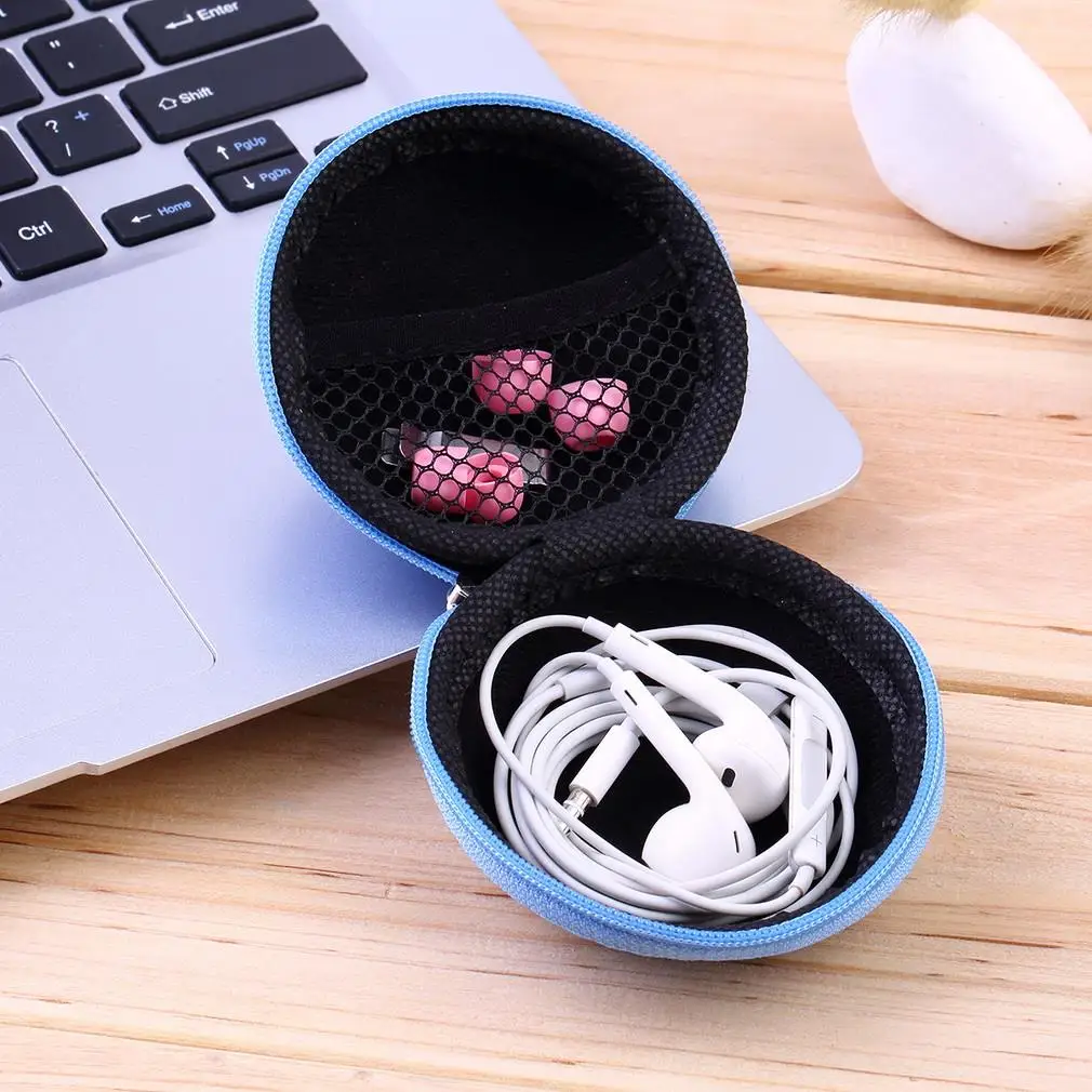 7 Colors PU leather Zipper Protective Headphone case Pouch Earphone Storage bag Soft Headset Earbuds box Usb cable organizer