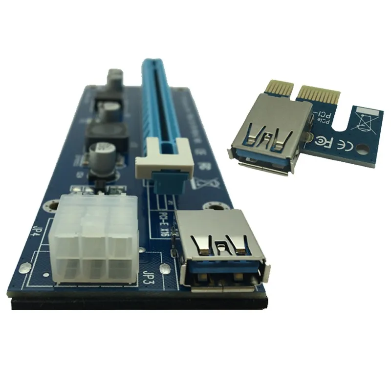 10 шт./лот модернизированная PCI E 1X до 16X Экспресс Райзер карта Extender 60 см USB3.0 кабель 6