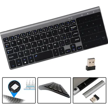 

Portable 2.4G Wireless Keyboard for Windows PC Mechanical Gaming Keyboard with Touchpad and Numpad for Laptop