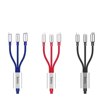

U17 USB Cable For iPhone XS X 8 7 6 Charging Charger 3 in 1 Micro USB Cable For Android USB Type c Type-c Mobile Phone Cables