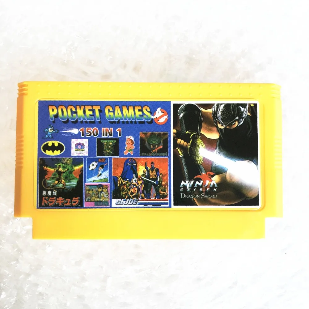 

Top quality 8 bit Game Cartridge 150 in 1 with game Rockman 1 2 3 4 5 6 NINJA TURTLES Contra Kirby's Adventure