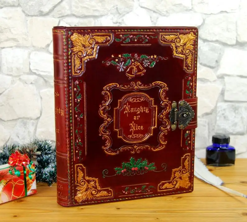 Рождественский подарок книга Озорной или хороший кожаный дневник блокнот Санта
