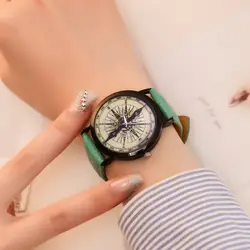 Женская Мода Повседневное Дизайн Лидер продаж популярная личность женские PU Кожаный ремешок аналоговые кварцевые часы