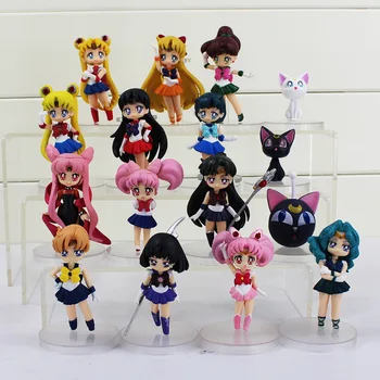 

16Pcs/Lot Anime Sailor Moon Figures Tsukino Sailor Mars Mercury Jupiter Saturn PVC Figure Toys