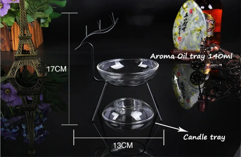 NOOLIM Железный олень стеклянная ароматерапия горелка романтическая мебель домашний декор аксессуары железный олень стеклянная горелка для масла подсвечник