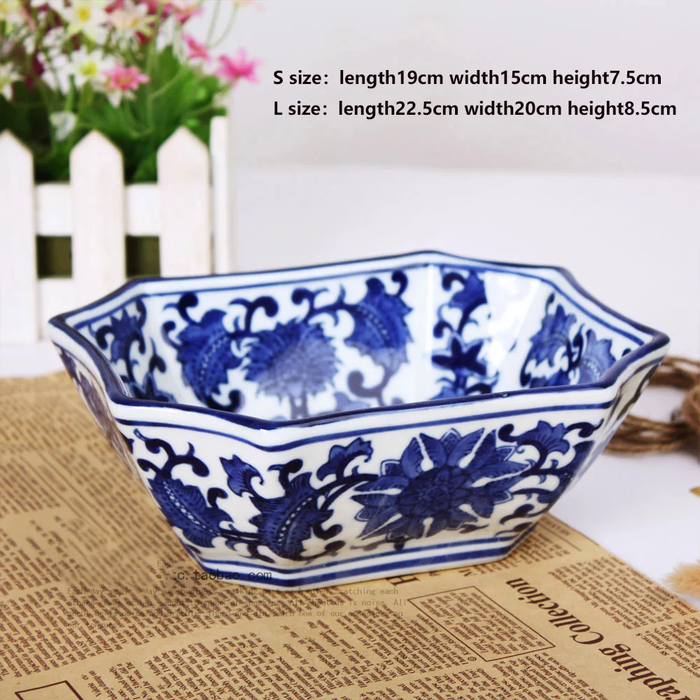 European dry fruit tray blue and white underglaze and paintedirregular shape ceramic fruite plate 2
