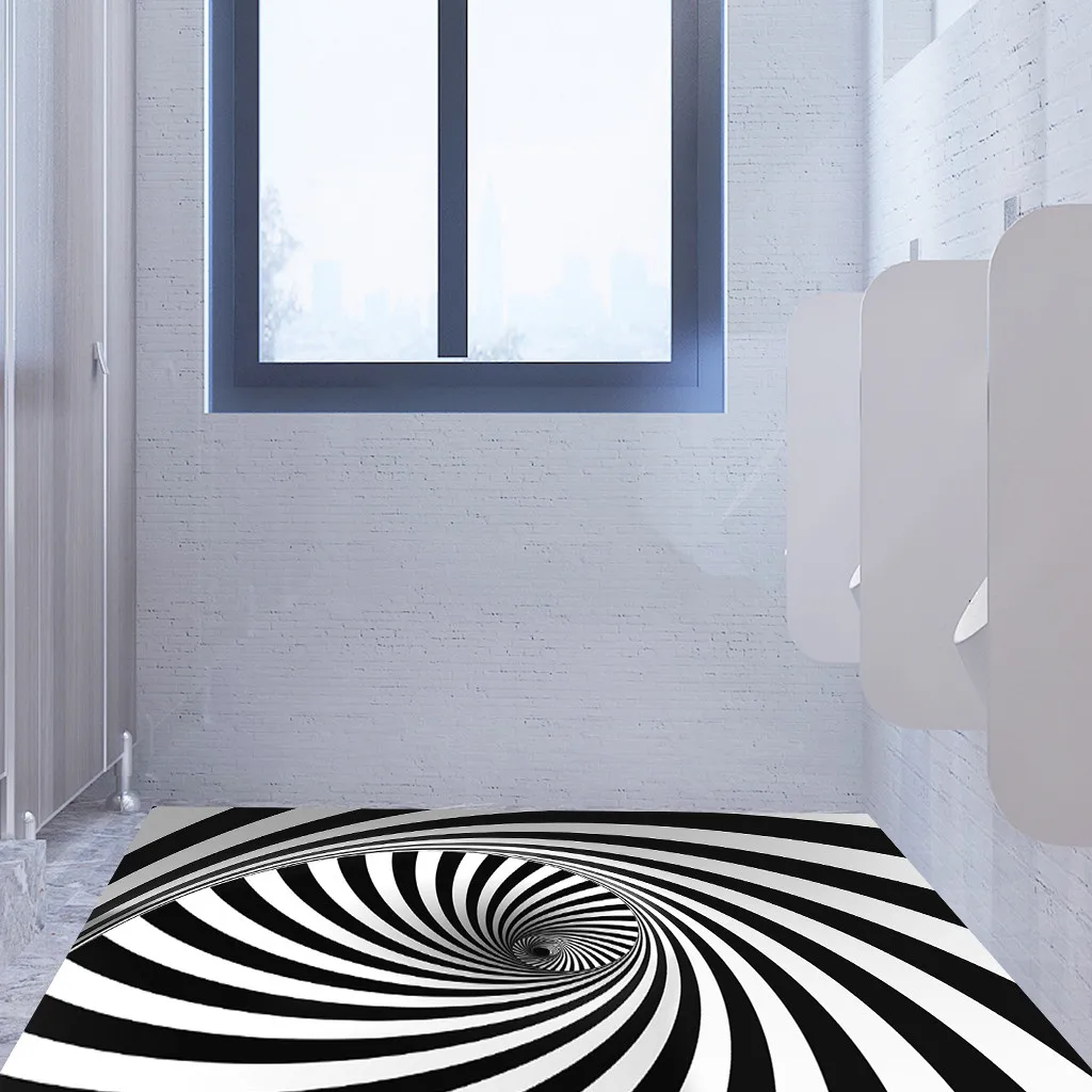 

2019 New Wallpaper Mural Wall Sticker 3D Vortex Floor Stickers Black And White Interlaced Drop Shipping