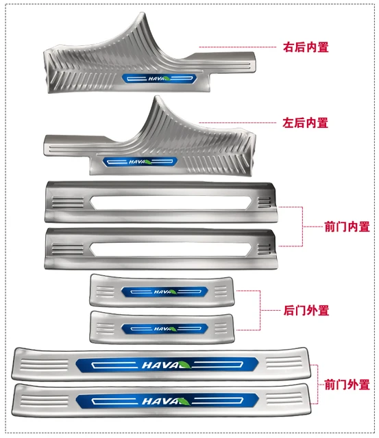US $36.90 High Quality Stainless Steel scuff plate door sill Trim For Haval H6 2018 H6 2018 Sports version Ca