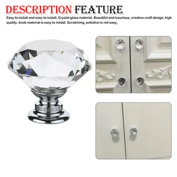 

12pcs Crystal handle Single Hole Drawer Handle Simple European Furniture Cabinet Door Transparent Glass Door Knobs