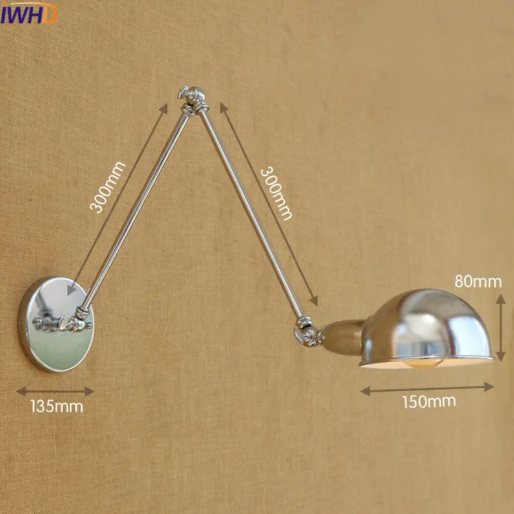 IWHD чердак Эдисон светодиодный настенный светильник светильники качели настенная лампа с длинным кронштейном старинный настенный светильник s Wandlampen аппликация Murale - Цвет абажура: 1