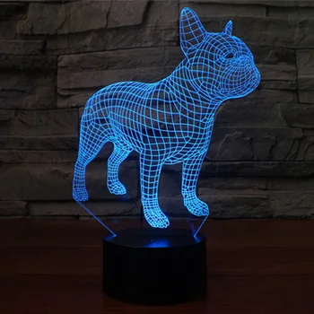 

3D LED Night Lamp Bulldog 7 Colors USB Hologram Decor Lamp Table Desk Lights