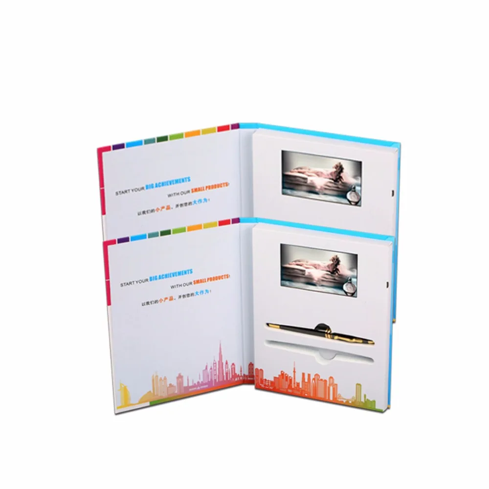 Custom design produktion hardcover 4,3 "Video Broschüre Karten für Digitale Werbung Player Bildschirm Video Gruß berufung Karte