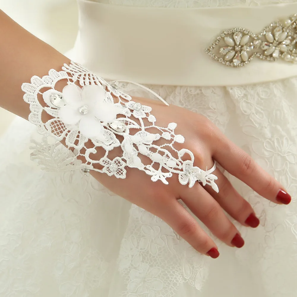 

White Colors lady girl Sexy Disco dance costume party lace fingerless gloves free shipping wholesale