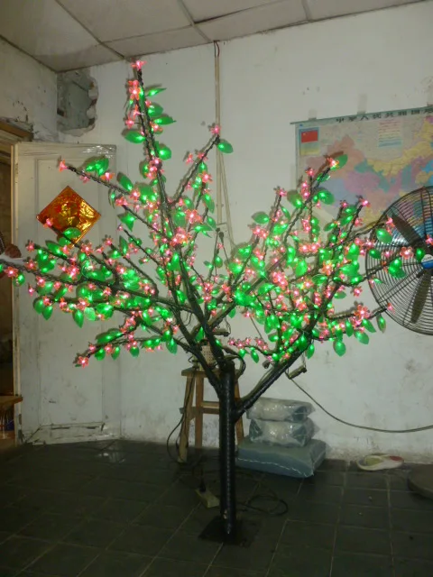 

Free ship Christmas wedding party Holiday LED Light Cherry Tree 5FT 1.5M Waterproof 480pcs LEDs pink+Yellow Outdoors waterproof