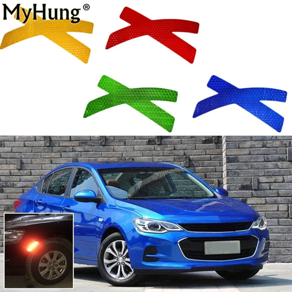 

Car Reflective Strip Car Stickers Warning Wheel Rim Eyebrow Safety Warning Light Reflector Protective Sticker Car Styling 2Pcs