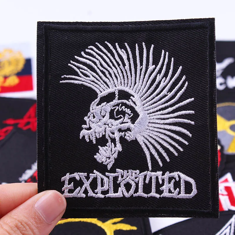 Prajna хиппи Аппликация в стиле панк вышивка значок 3D DIY железные нашивки для одежды аксессуары череп рок черный патч украшения F