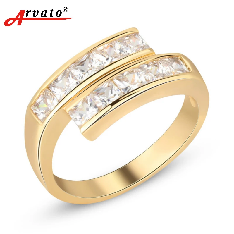 Arvato18K Gold Rings for Women Wedding Jewelry CZ Zircon Female High