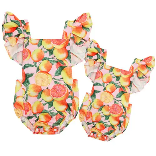 

Summer Toddler Baby Girls Clothes Fruit Print Fly Sleeve Backless Romper Bodysuit Outfit Sunsuit Clothes