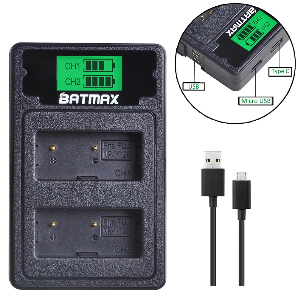 Bateria + Lcd Usb para Fujifilm Pces Carregador Finepix Hs30exr Hs33exr Hs50exr X-a1 X-e1 X-e2 X-m1 X-pro 1 2 Np-w126 Np-w126s - Image 6