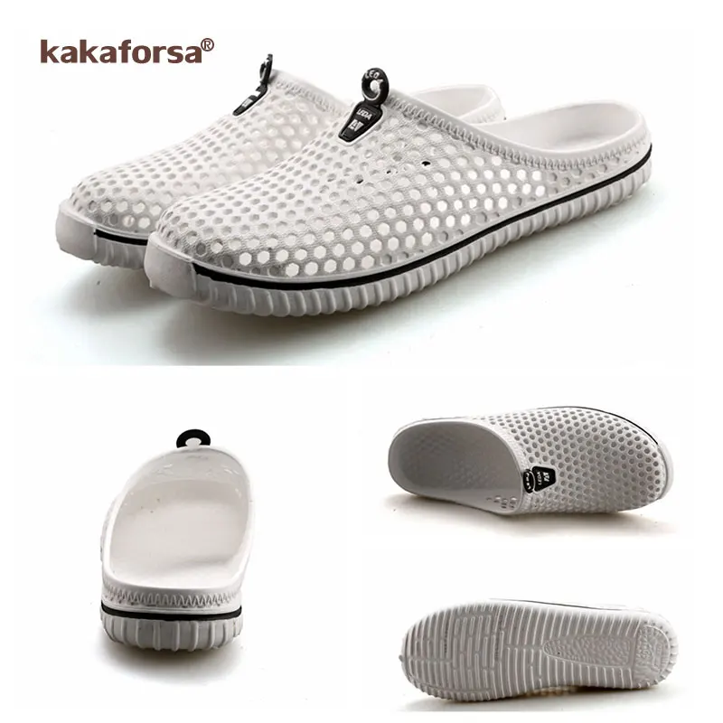 Kakaforsa الصيف الرجال الصنادل الجوف خارج شبكة تنفس النعال الأزياء في الهواء الطلق صندل شاطئ زوجين زحافات نعال شاطئ