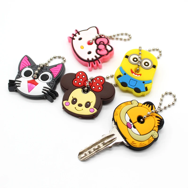

Lovely Cartoon Silicone Protective Key Case Cover For Key Control Dust Cover Holder Animation Figures key Pendant Key Holder