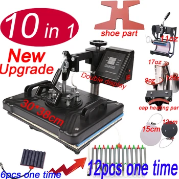 

10 in 1 Combo Heat Press Printer Machine shoe pen press machine for Cap Mug Plate bottle T-shirts Printing Machine