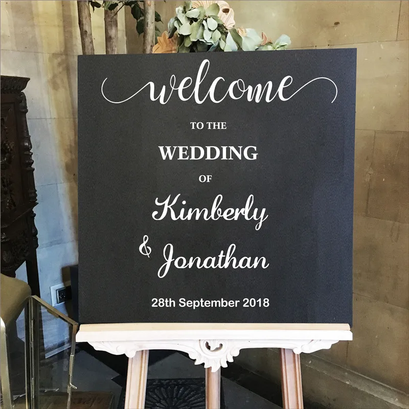 

Custom Personalized Name welcome to Wedding Decal Sign Design Sticker Custom Wedding Date Ornament Beauty Fashion Weeding W16