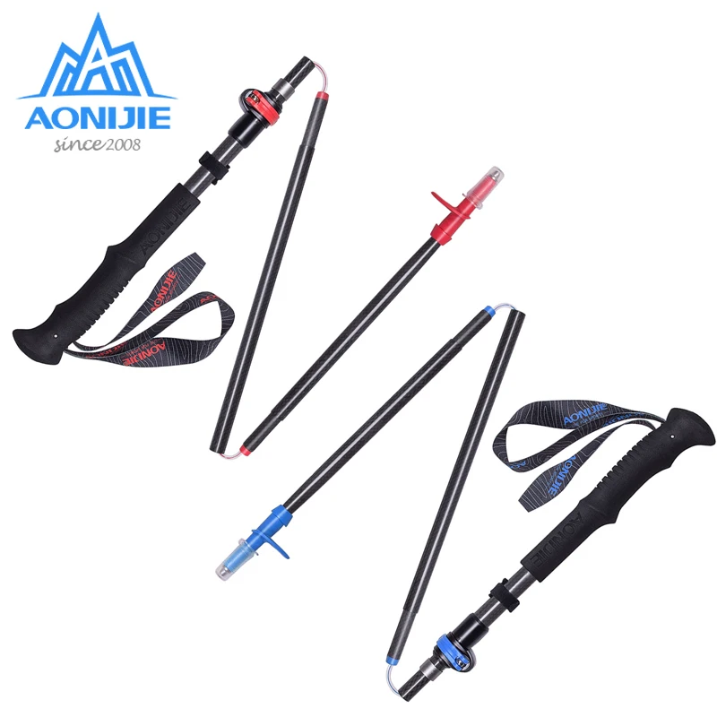 Goedkoop 1x AONIJIE Verstelbare Vouwen Ultralight Carbon Fiber Quick Lock Trekking Poles Wandelen Pole Wandelen Running Stok