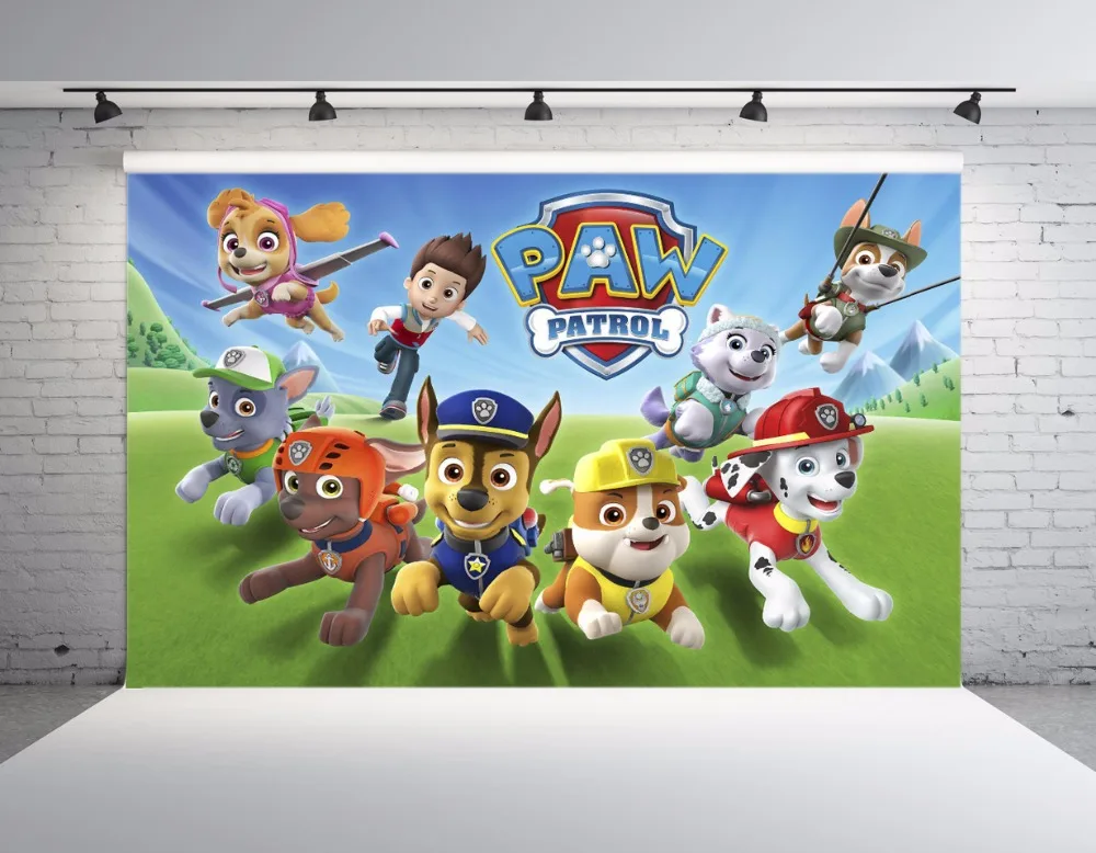 

SHENGYONGBAO Vinyl Custom Photography Backdrops Paw Cartoon Patrol theme Photo Studio Props Photography Background JNP-023