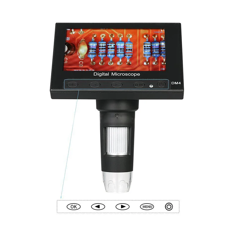 

VGA Microscope DC 5V LED For Circuit Board Repair Soldering Tool Adjustable Magnification ABS 4.3" LCD 720P 1000X