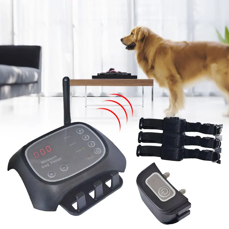 

Wireless Waterproof Rechargeable Electric Pets Dog Training Collar Fence Containment Waterproof Transmitter Training System