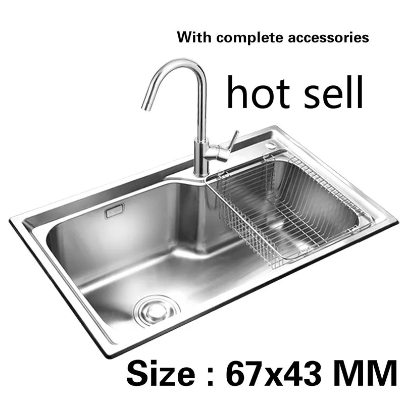Us 253 0 50 Off Free Shipping The Balcony Kitchen Sink 0 8mm Food Grade 304 Stainless Steel Standard Single Slot Vogue Hot Sell Size 67x43 Cm In