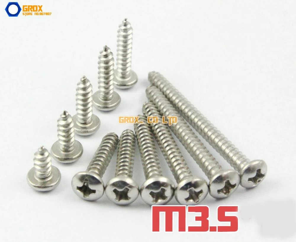 M3*12mm Black Self Tapping Screws - Phillips Pan Head 304 Stainless Steel 50 Pcs For Plastic & Wood