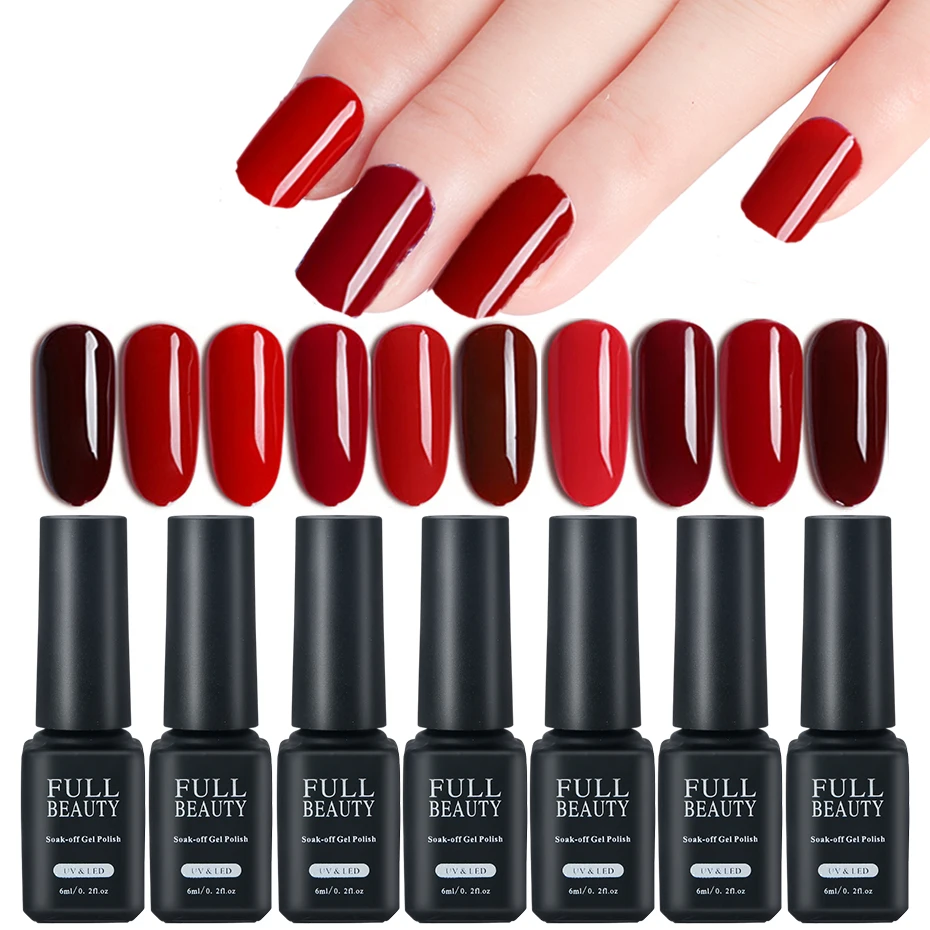 

12PCS Nail Gel Polish Set Wine Red Soak Off UV LED Gel 6ml Long Lasting Lacquer Varnish Nail Art Decor Manicure Tips SAJH01-12-1