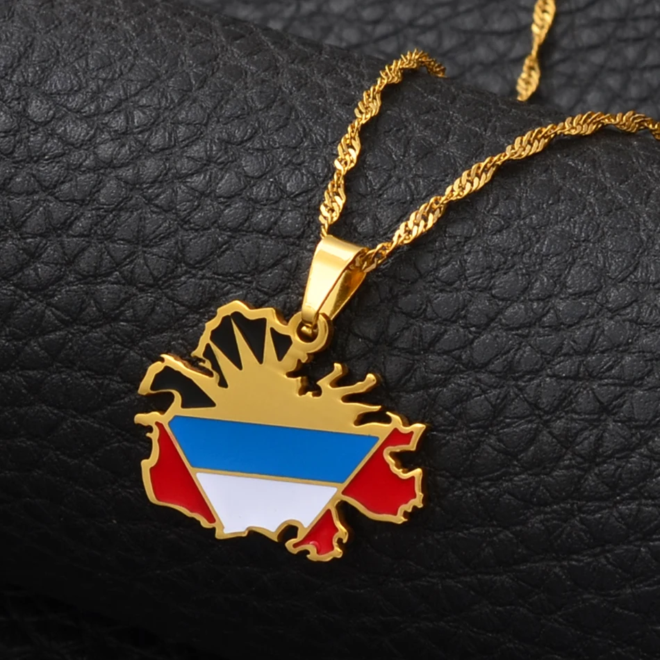 Ожерелья для женщин и девушек Anniyo с картой Антигуа золотого цвета из нержавеющей