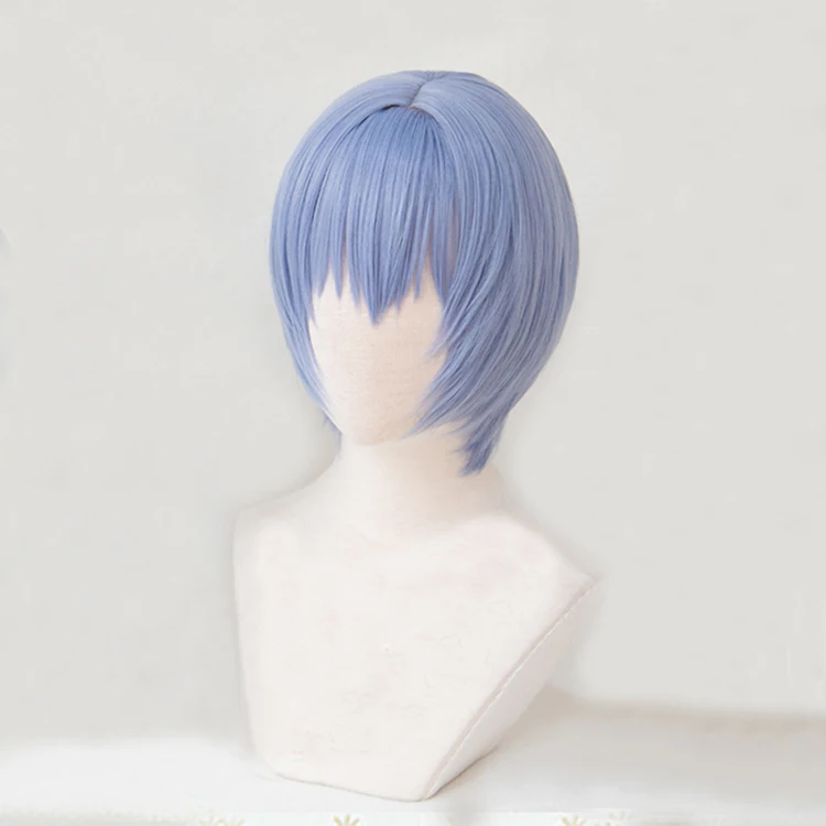 anime cosplay female EVA Ayanami Rei Short Light Blue Heat Resistant Hair Cosplay Costume Wig + Track + Wig Cap anime cosplay female