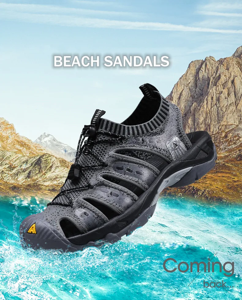 Humtto открытый человек пляжные сандалии летние Нескользящие износостойкие водонепроницаемые мужские пляжные туфли Регулируемый эластичный ремешок Sandalias