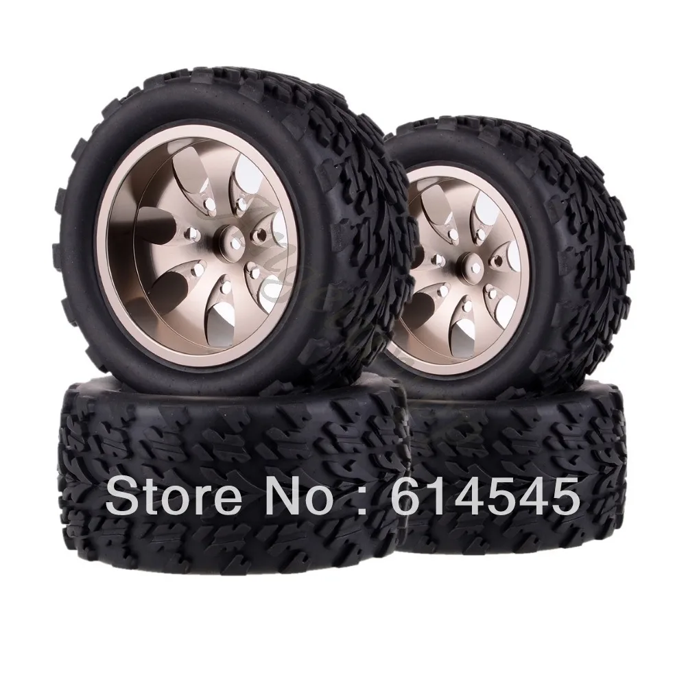 

88118 4xRC Monster Truck Bigfoot Metal Wheel Rim & Tyre Tires 12MM HEX 1:10