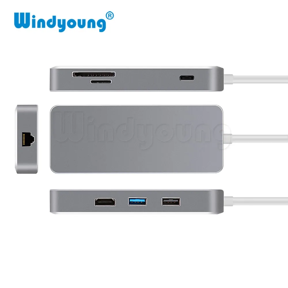 7 в 1 Thunderbolt 3 USB-C к HDMI Rj45 Fast Ethernet адаптер концентратор USB Type C док-станция с Мощность доставки для Macbook HUAWEI