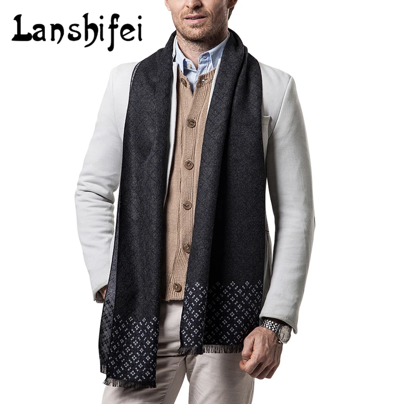 

2017 New Male Cashmere Scarf Winter Men's Classic Grids Men Casual Scarf Warm Neckercheif Scarves Tassel 5Colors