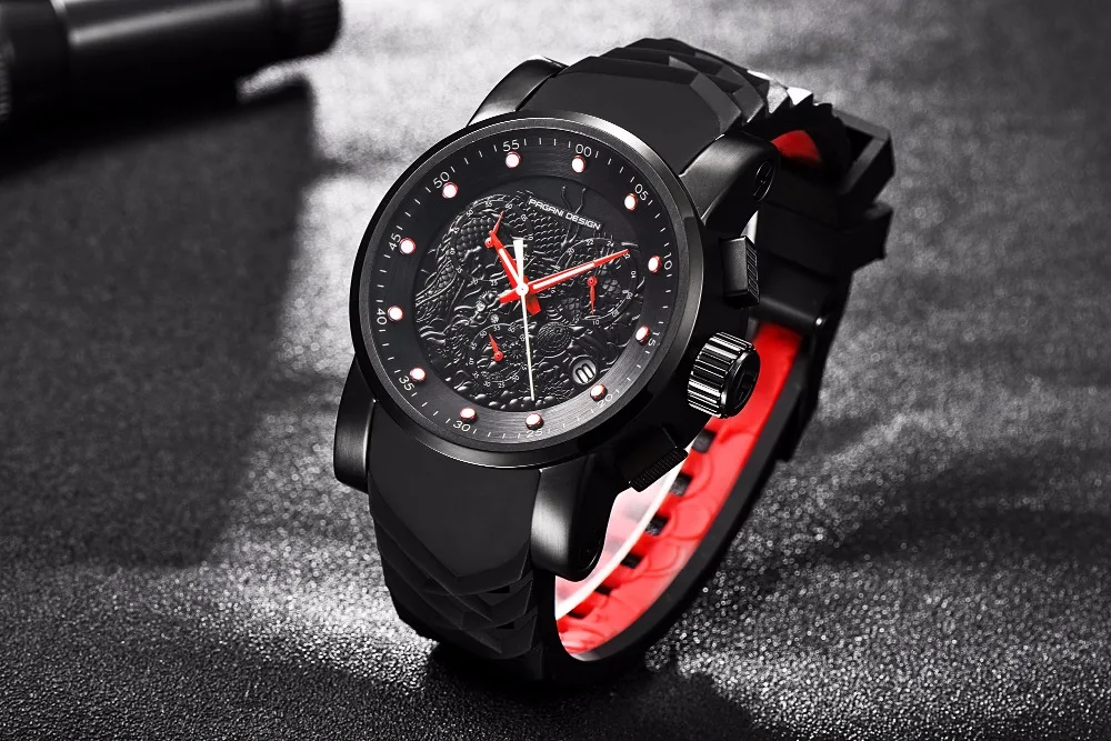 Мужские часы PAGANI, дизайнерские Роскошные брендовые часы, мужские водонепроницаемые часы с силиконовым ремешком, модные кварцевые часы с хронографом