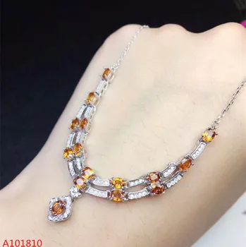 

KJJEAXCMY boutique jewels 925 pure silver inlaid natural orange Garnet Necklace Chain Jewelry double row support test